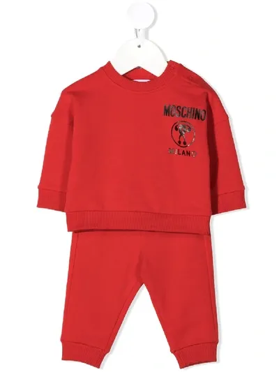 Moschino Babies' Question Mark Logo Tracksuit Set In Red