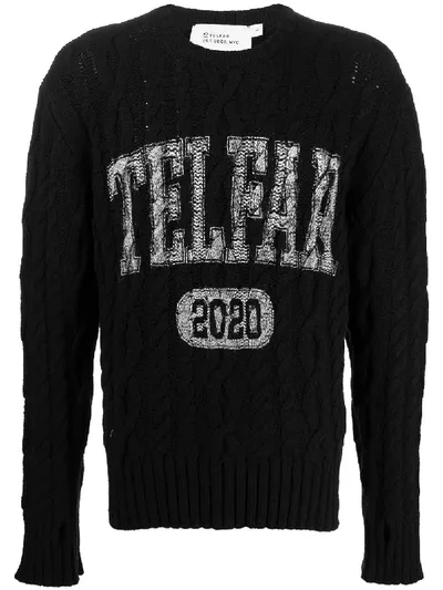 Telfar Cable-knit Logo Jumper In Black