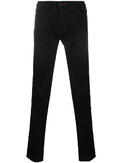 Philipp Plein Dollar Mid-rise Slim-fit Jeans In Black