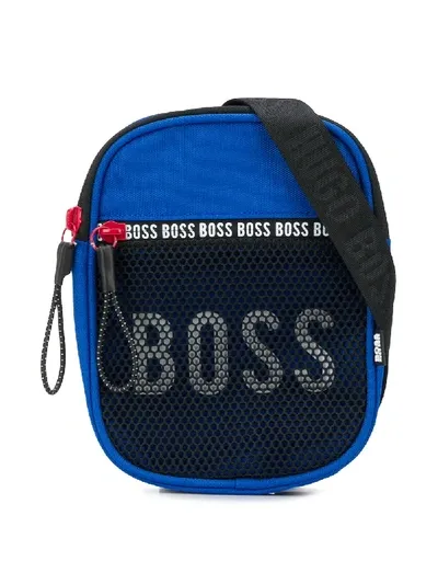 Hugo Boss Kids' Colour-block Shoulder Bag In Blue