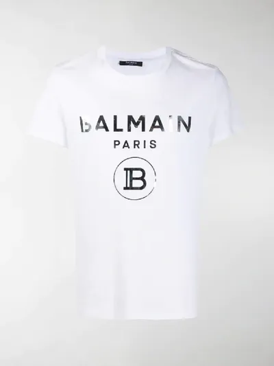 Balmain Logo Lettering T-shirt In White