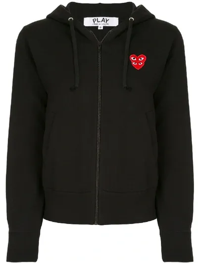 Comme Des Garçons Play Black Layered Heart Zip-up Hoodie