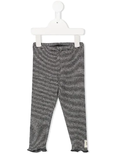 Douuod Babies' Striped Frill-trimmed Leggings In Blue