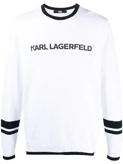 Karl Lagerfeld Logo Print Sweatshirt In White