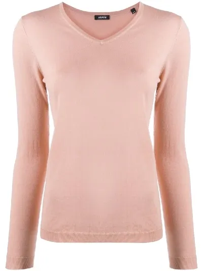 Aspesi V-neck Pull Over Jumper In Pink