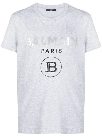 Balmain Logo-print T-shirt In Grey