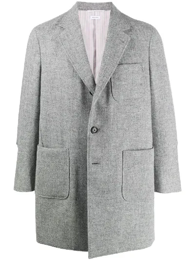 Thom Browne Unconstructed Elbow-patch Coat In Grey