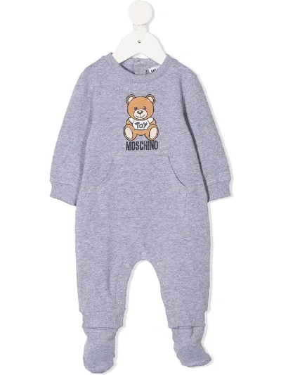 Moschino Teddy Bear Babygrow In Grey