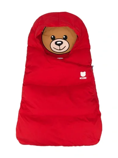 Moschino Babies' Teddy Bear Sleeping Bag In Red