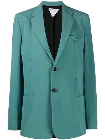 Bottega Veneta Stitch Detail Single-breasted Blazer In Blue