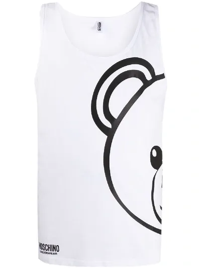 Moschino Teddy Bear Print Tank Top In Weiss