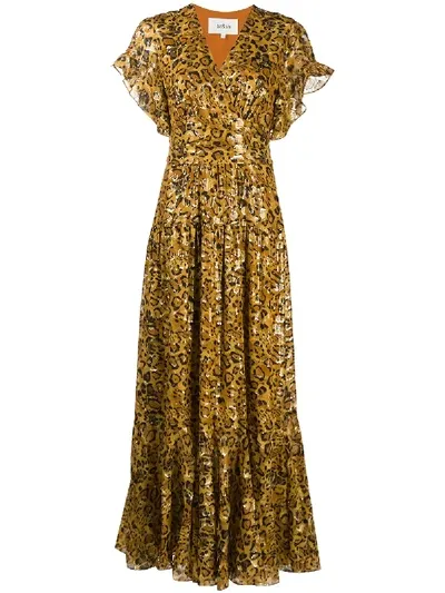 Ba&sh Gemma Leopard Jacquard Maxi Dress In Gold