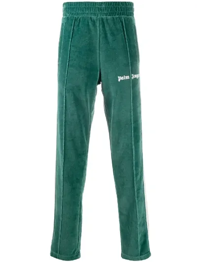 Palm Angels Side-stripe Logo-print Track Pants In Green