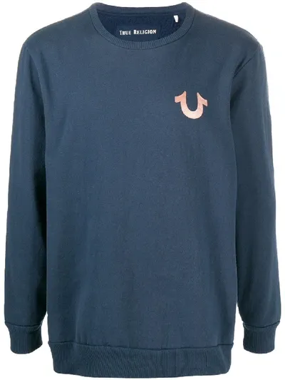 True Religion Logo Print Jumper In Blue