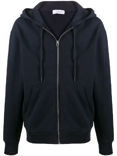 Closed Zip-through Hooded Sweatshirt In Blue