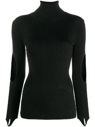 Mugler Cut-detail Roll Neck Jumper In Black