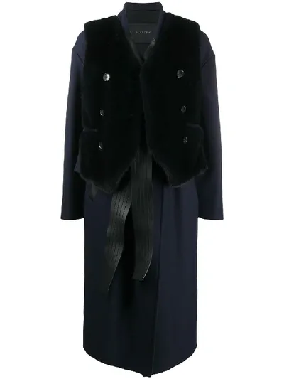 Blancha Contrast Lapel Coat In Blue