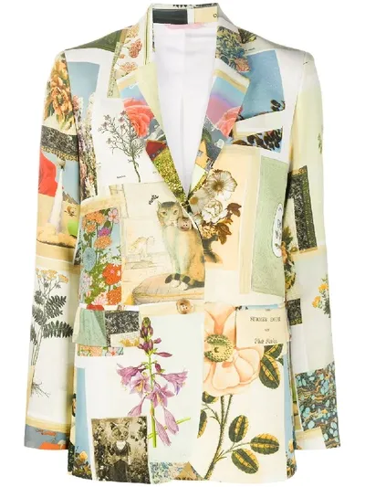 Vivetta Botanical Print Tailored Blazer In Neutrals