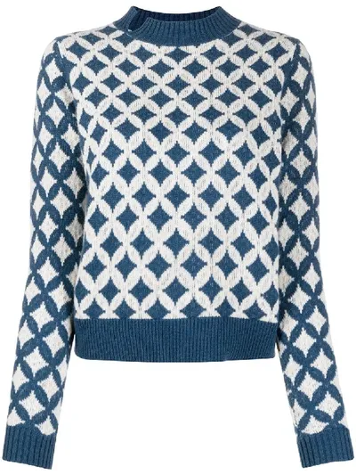 Allude Patterned Cashmere Jumper In Blue