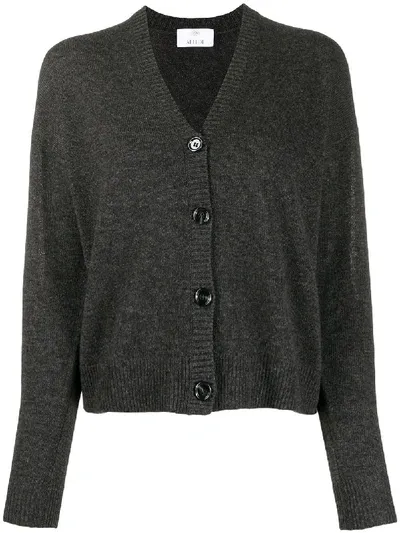 Allude Ribbed Edge Cashmere Cardigan In Grey