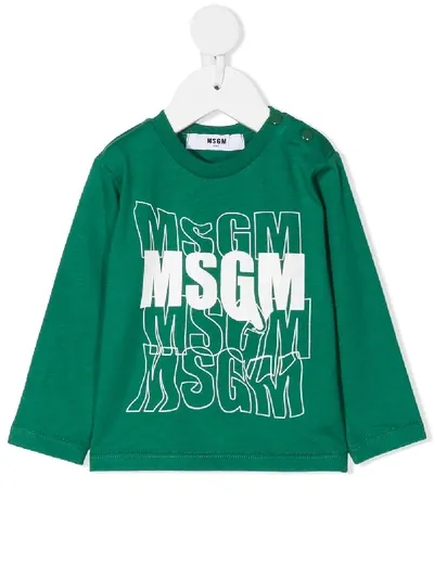 Msgm Babies' Logo-print In Green