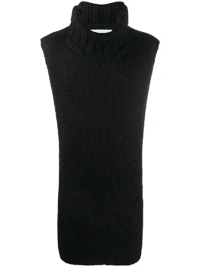 Jil Sander Ribbed Vest Jumper In Black