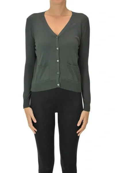 Max Mara Silk And Cotton Cardigan In Green