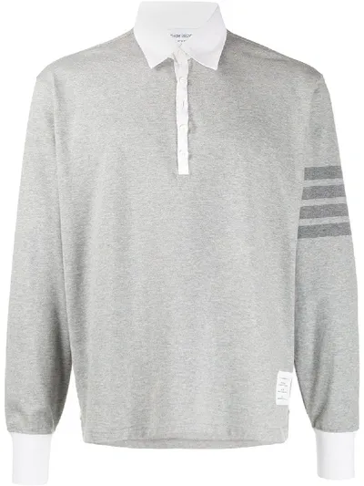 Thom Browne 4-bar Rugby Polo Shirt In Grey