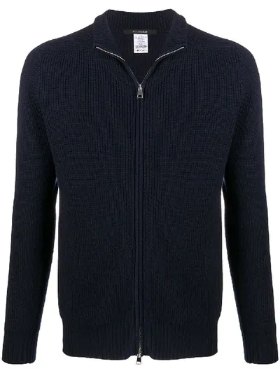 Tagliatore High-neck Virgin Wool Cardigan In Blue