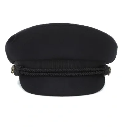 Saint Laurent Grosgrain-trimmed Wool-blend Felt Cap In Black