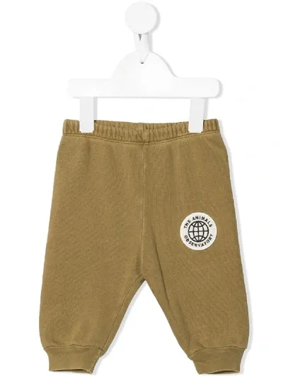 The Animals Observatory Babies' Logo Patch Trousers In Green