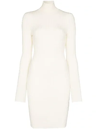 Wolford Ribbed Knit Fitted Mini Dress In White