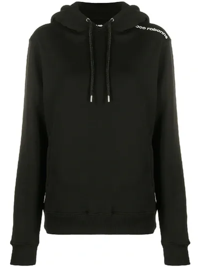 Rabanne Logo-print Cotton-jersey Hooded Sweatshirt In Schwarz