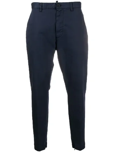 Dsquared2 Tapered Leg Cropped Trousers In Blue