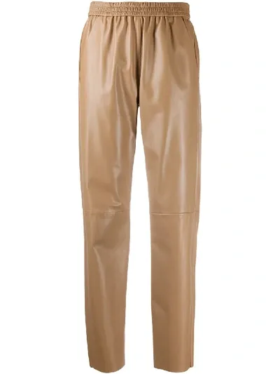 Drome Tapered Leather Trousers In Neutrals