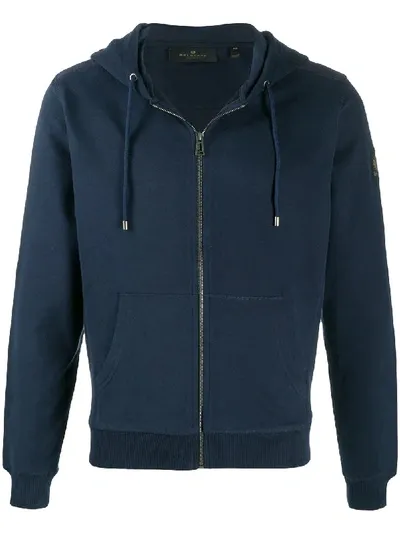 Belstaff Elbow-patch Zipped Hoodie In Blue