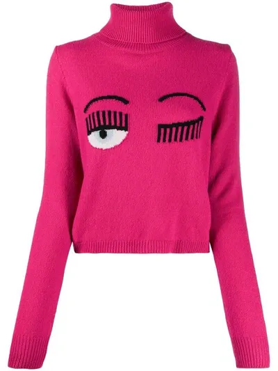 Chiara Ferragni Flirting Intarsia Knit Jumper In Pink