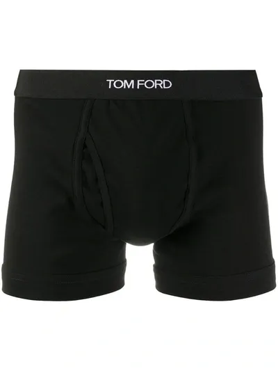 Tom Ford Logo Stretch-cotton Boxer Briefs In Black