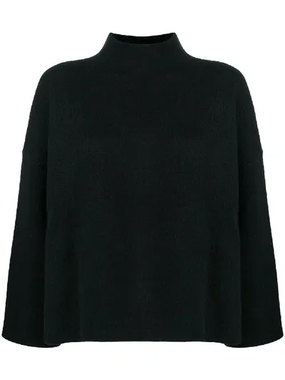 Allude Funnel-neck Flared Top In Black