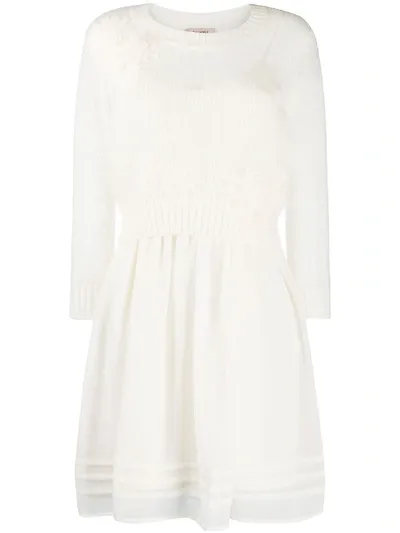 Twinset Sheer Knitted Dress In White