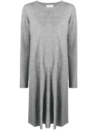 Allude Long-sleeve Flared Dress In Grey