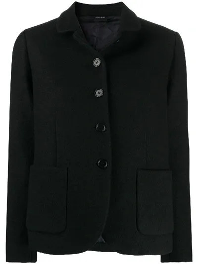 Aspesi Single-breasted Wool Jacket In Black