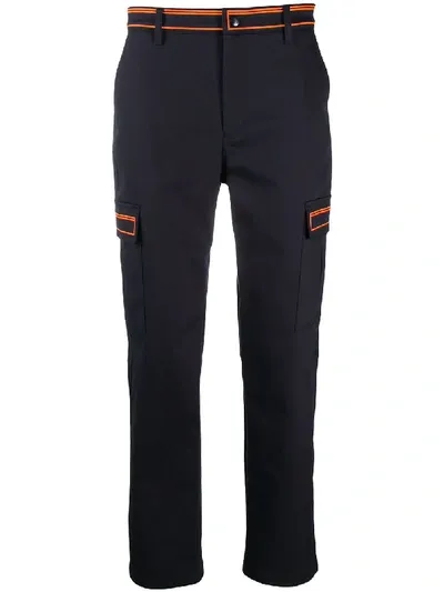 Valentino Contrast-trim Trousers In Blue