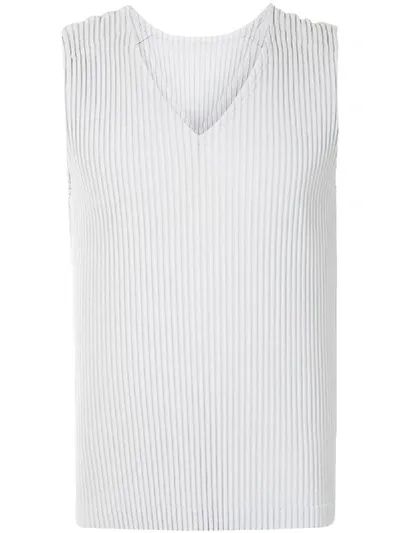 Issey Miyake Ribbed Tank Top In Grey