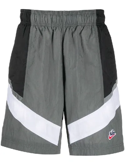 Nike Colour-block Logo Shorts In Grey