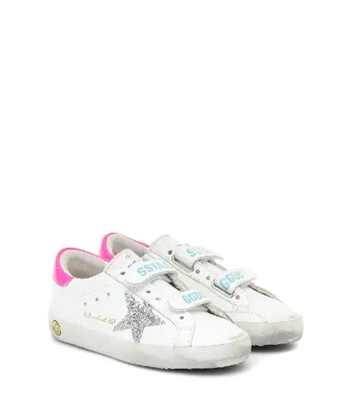 Golden Goose Teen Superstar Distressed Sneakers In White