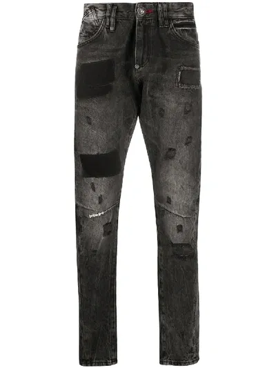 Philipp Plein Skull On Fire Jeans In Black