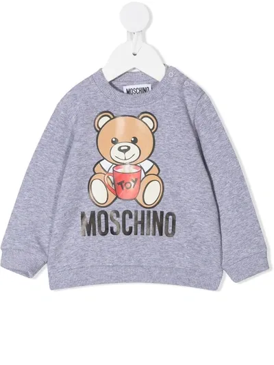 Moschino Babies' Puzzle Teddy Print Sweatshirt In Grey