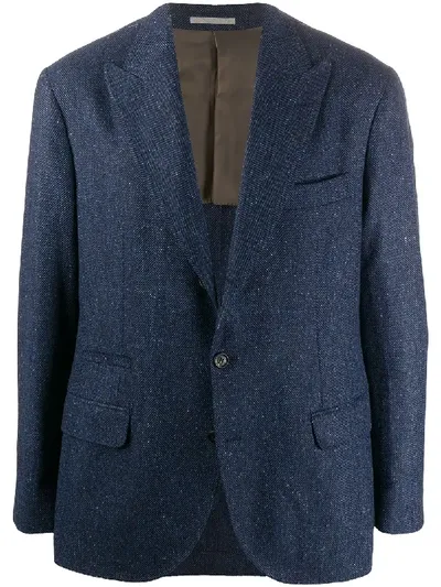 Brunello Cucinelli Herringbone-pattern Blazer In Blue