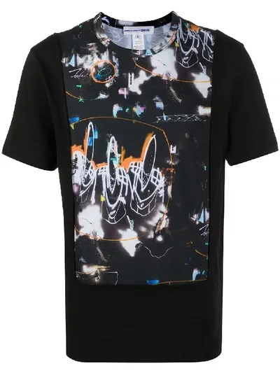 Comme Des Garçons Shirt Abstract Print Panelled T-shirt In Black